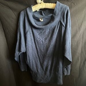 Free People Off the Shoulder Blue Sweatshirt